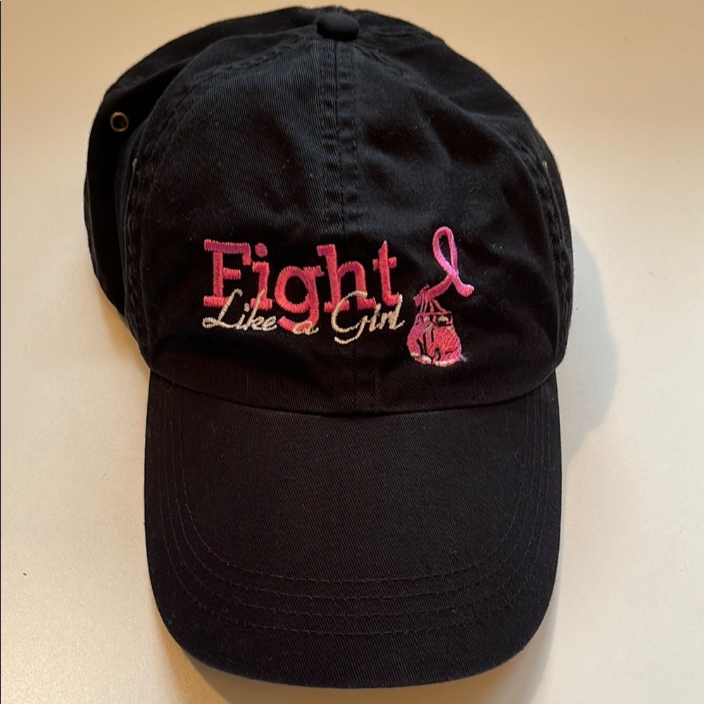 Black Cap with Pink Breast Cancer Embroidery